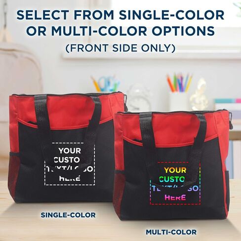 DISCOUNT PROMOS Custom Beach Tote Bag with Mesh Pockets Set of 6, Personalized Bulk Pack - Reusable, Great for Picnic, Camping, Beach, Outdoor Activities - Red in Saudi Arabia