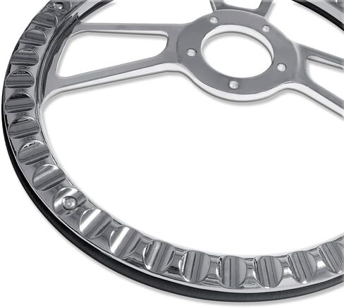 Chrome 14" Billet Aluminum 5 Holes Steering Wheel Split Tri Spoke Style with Black Leather Half Wrap in Saudi Arabia