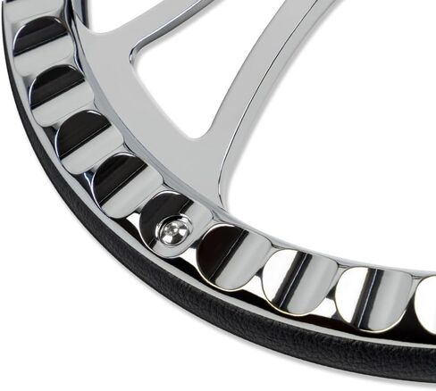 Chrome 14" Billet Aluminum 5 Holes Steering Wheel Split Tri Spoke Style with Black Leather Half Wrap in Saudi Arabia