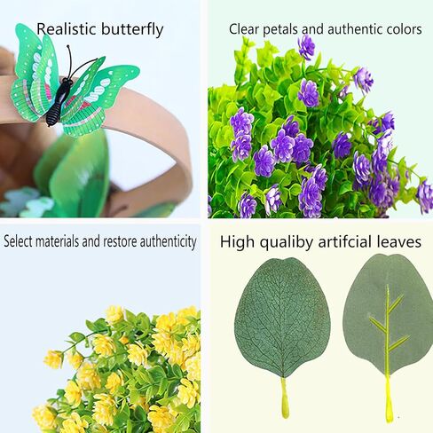 Spring Summer Wreaths for Front Door Outside,20 Inch Eucalyptus Wreath with Colorful Flowers and 5 Colorful Butterflies,Ideal for Porch,Mantel,Home Wall Decor in Saudi Arabia
