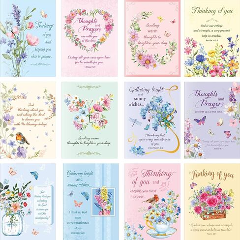24 Pack Religious Thinking of You Cards Bulk Thinking of You Cards Religious with Envelopes Christian Greeting Cards Thinking of You Cards with Scripture Encouragement 4.5 x 6.2 Inch in Saudi Arabia