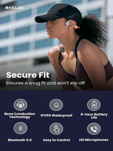 سماعات توصيل العظام 2024، سماعات أذن بلوتوث لاسلكية مفتوحة مع ميكروفون، بطارية طويلة الأمد 8 ساعات، مقاومة للماء، مريحة للغاية للرياضة والجري وصالة الألعاب الرياضية والأنشطة الخارجية in Kuwait