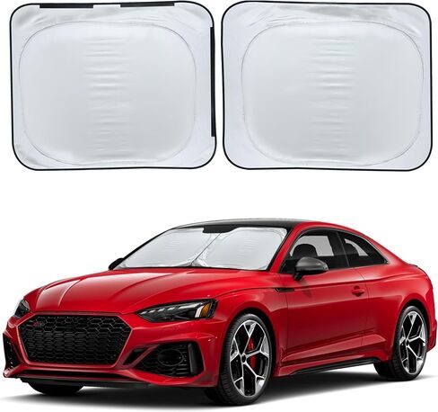 مظلة شمسية متوسطة مربعة قابلة للفصل للسيارات | غطاء نافذة قابل للطي 240T مع 4 مثبتات بخطاف وحلقة | مظلة شمسية لنافذة السيارة الأمامية والحماية الداخلية من الشمس | (متوسطة 36 بوصة × 34 بوصة) in Kuwait