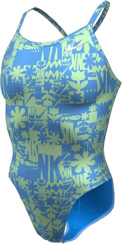 Nike Women's Hydrastrong Multi Print Racerback One Piece Swimsuit Vapor Green ، 40 in Saudi Arabia