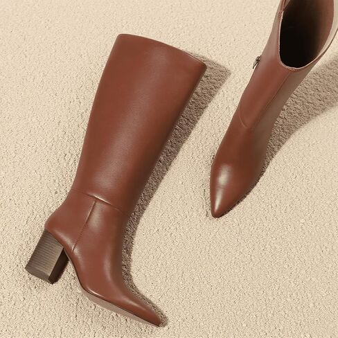 Mattiventon Knee High Boots Women Fall Tall Boots for Women Chunky Heel Pointed Toe Side Zipper Sexy Dress Date Party in Kuwait