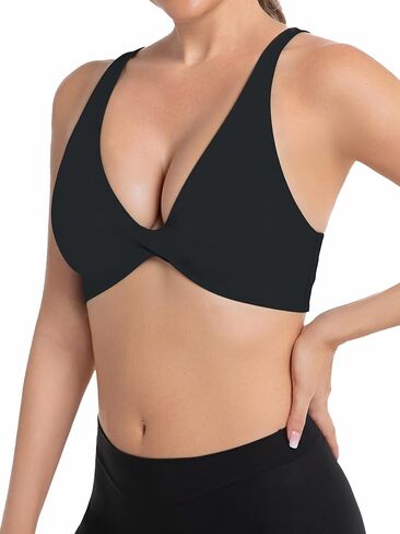 V صدرية رياضية مملوكة للنساء Crisscross مفتوحة الظهر الخزان TOP Wireless Gym Pilates Yoga Longline Bra in Kuwait