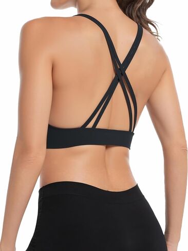 V صدرية رياضية مملوكة للنساء Crisscross مفتوحة الظهر الخزان TOP Wireless Gym Pilates Yoga Longline Bra in Kuwait