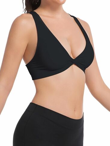 V صدرية رياضية مملوكة للنساء Crisscross مفتوحة الظهر الخزان TOP Wireless Gym Pilates Yoga Longline Bra in Kuwait