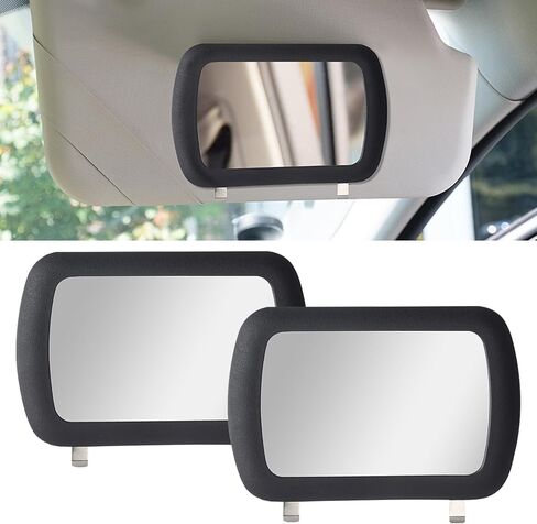 2 حزمة مقطع مرايا الحجارة ، مرآة Car Sun HD Vanity Valsors ، مرآة مستحضرات تجميلية تظلم الشمس ، مقطع على مرايا ماكياج Sun View Sun View ، إكسسوارات عالمية للسيارة ، شاحنة ، سيارات الدفع الرباعي (أسود) in Kuwait