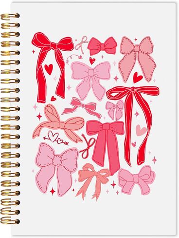 Pink Bow Ace Card Coquette Notebook Journal, Preppy Notebook, Pink Aesthetic Notebook, Girly Notebook, Cute Notebooks for Women, Pink Office Supplies, Spiral Notebook 5.5x8.3 with 164 Pages in Kuwait