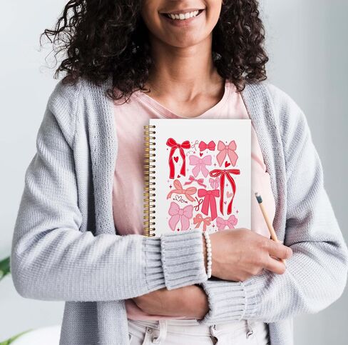 Pink Bow Ace Card Coquette Notebook Journal, Preppy Notebook, Pink Aesthetic Notebook, Girly Notebook, Cute Notebooks for Women, Pink Office Supplies, Spiral Notebook 5.5x8.3 with 164 Pages in Kuwait