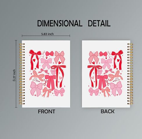 Pink Bow Ace Card Coquette Notebook Journal, Preppy Notebook, Pink Aesthetic Notebook, Girly Notebook, Cute Notebooks for Women, Pink Office Supplies, Spiral Notebook 5.5x8.3 with 164 Pages in Kuwait