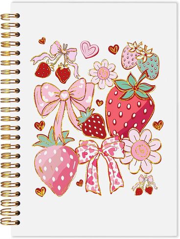 Pink Bow Ace Card Coquette Notebook Journal, Preppy Notebook, Pink Aesthetic Notebook, Girly Notebook, Cute Notebooks for Women, Pink Office Supplies, Spiral Notebook 5.5x8.3 with 164 Pages in Kuwait