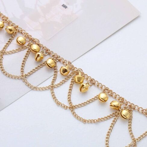 Andelaisi Boho Bells Dangle Anklet Bracelet Vintage Bells Tassel Barefoot Sandals Foot Chain Gold Indian Jingle Gypsy Anklet Chain Tribal Jingle Link Bracelet Jewelry for Women in Saudi Arabia