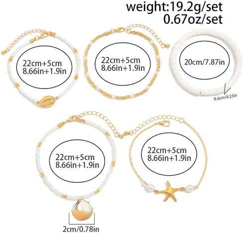 3PCS Boho Anklets for Women Summer Beach Women's Ankle Bracelets Beaded Anklet Bracelet Waterproof Beach Anklets Shell Starfish Anklet Foot Chain Jewelry for Women in Kuwait