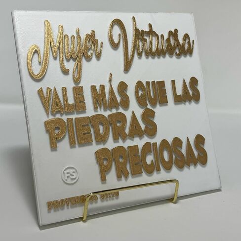 Placa: MUJER VIRTUOSA VALE MAS QUE LAS PIEDRAS PRECIOSAS, Decorative wall plaques, Christian plaques, friendship plaques, gift or memories plaques, Handmade in USA in Saudi Arabia