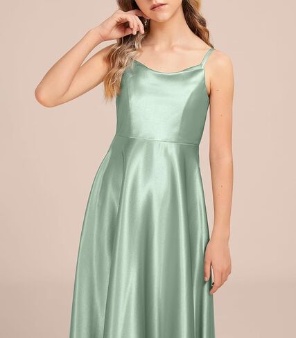 Cowl Junior Bridemaid Dress Girls Formal Dresses Stretch Satin Flower Girl Dresses Party Wedding Pageant in Saudi Arabia