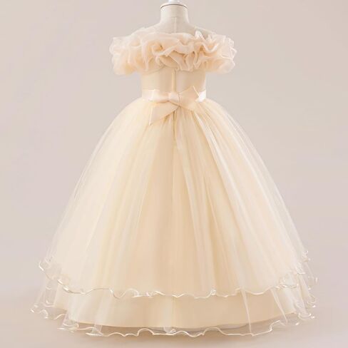 IBTOM CASTLE Flower Girl Sleeveless Sequin Floral Applique Tulle Tulle Long Dress Kids Wedding Formal Pageant Ball Gown in Saudi Arabia