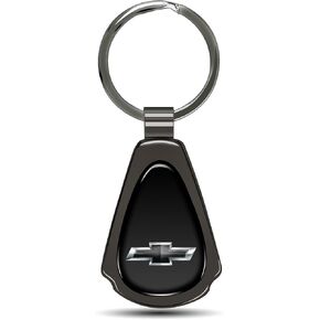 for Chevrolet Black Logo Black Dome Metal Teardrop Key Chain in Kuwait