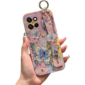 حافظة لهاتف Motorola Moto G 5g 2024، حافظة G Play 5g 2024 مقاس 6.6 بوصات [ليس 4 جرام] مع حامل حزام معصم لامع لطيف بنمط الرسوم المتحركة Kawaii حافظة هاتف واقية مضادة للصدمات للفتيات والنساء - عباد الشمس in Kuwait