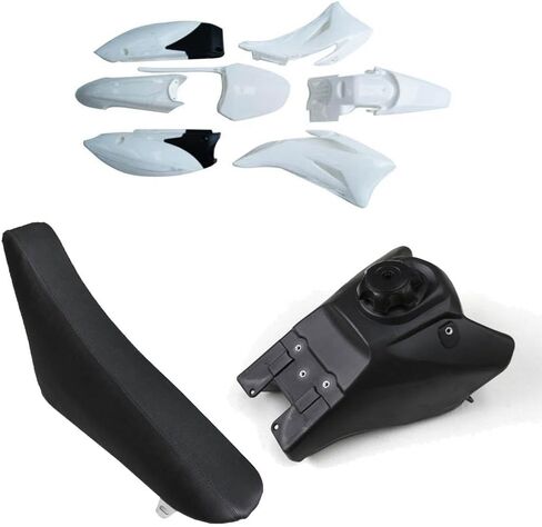 Complete Plastic Fender Mud Guard Body Fairing Kit & Fuel Gas Tank & Seat for TTR-R110E TTR110 TTR 110 SSR 140 SSR 170 Motocross Pit Dirt Bike Parts (White) in Saudi Arabia