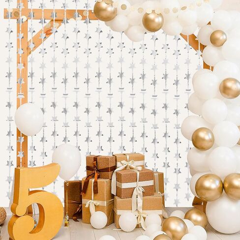 2PCS Gold Glitter Paper Star Garland, 78 Inches Long Sparkling Golden Stars Banners, Hanging Decorations for 2024 New Year Graduation Wedding Baby Shower Birthday Christmas Party Decor in Kuwait