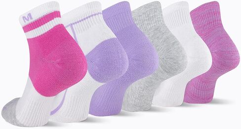 جوارب Merrell ربع وسادة معاد تدويرها للجنسين، عبوة من 6 أزواج، أبيض، M/L in Kuwait