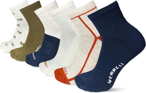 جوارب Merrell ربع وسادة معاد تدويرها للجنسين، عبوة من 6 أزواج، أبيض، M/L in Kuwait