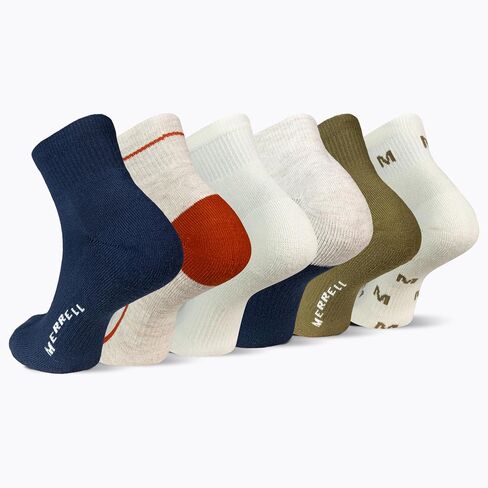 جوارب Merrell ربع وسادة معاد تدويرها للجنسين، عبوة من 6 أزواج، أبيض، M/L in Kuwait