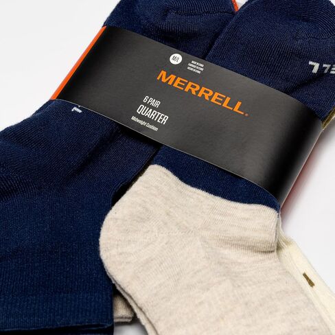 جوارب Merrell ربع وسادة معاد تدويرها للجنسين، عبوة من 6 أزواج، أبيض، M/L in Kuwait
