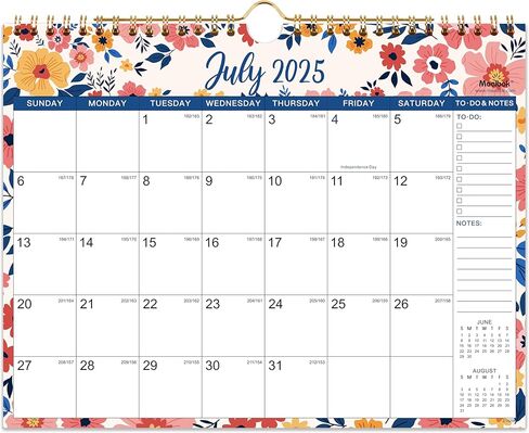 2025-2026 Calendar - Mar. 2025 - Aug. 2026, 2025-2026 Wall Calendar 18 Months, Monthly Calendar with Julian Date, 11 x 8.5 in, Twin-Wire Binding, Great for Hanging on The Wall, Color Design in Kuwait