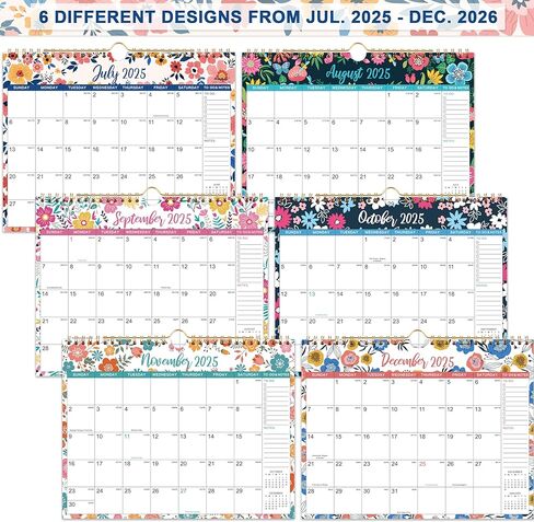 2025-2026 Calendar - Mar. 2025 - Aug. 2026, 2025-2026 Wall Calendar 18 Months, Monthly Calendar with Julian Date, 11 x 8.5 in, Twin-Wire Binding, Great for Hanging on The Wall, Color Design in Kuwait