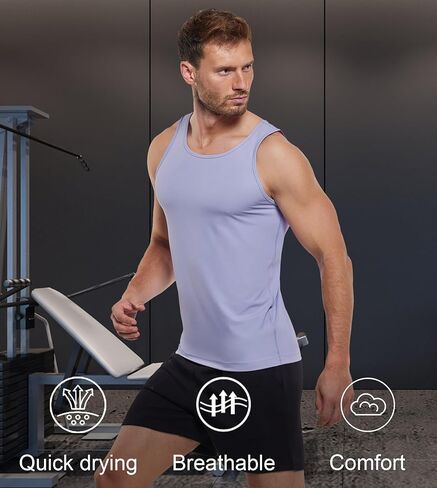 Fioboc للرجال قمم الدبابات الجافة الجافة الجافة الصيفية بلا أكمام للقمصان العضلية الرياضية كمال الأجسام للياقة البدنية تجريب قمم للياقة البدنية للرجال in Kuwait
