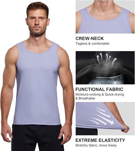 Fioboc للرجال قمم الدبابات الجافة الجافة الجافة الصيفية بلا أكمام للقمصان العضلية الرياضية كمال الأجسام للياقة البدنية تجريب قمم للياقة البدنية للرجال in Kuwait