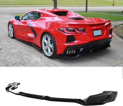 3pcs الناشر الخلفي الناشر ل Corvette C8 2020-2025 Stingray/Z51/E-ray المفسد الخلفي المفسد إضافة على مجموعة جسم أسود لامع المصد الخلفي لا يمكن أن تناسب مع طراز Z06 in Saudi Arabia