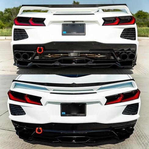 3pcs الناشر الخلفي الناشر ل Corvette C8 2020-2025 Stingray/Z51/E-ray المفسد الخلفي المفسد إضافة على مجموعة جسم أسود لامع المصد الخلفي لا يمكن أن تناسب مع طراز Z06 in Saudi Arabia