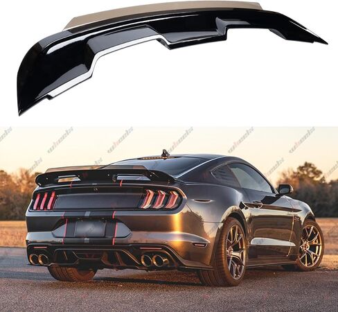 Wicker Bill Rear Spoiler Compatible with 2015-2023 Ford Mustang, GT500 GT350 Style Trunk Exterior Tail Deck Lid Wing Wickerbill Lip Splitter Man Gift (Glossy Black) in Saudi Arabia