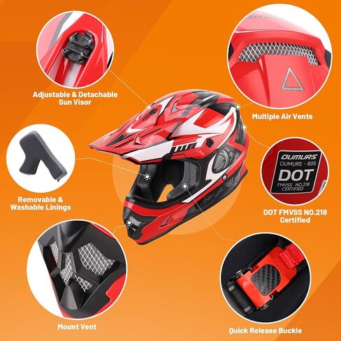 Adult ATV Dirt Bike Helmet with Goggles Gloves & Mask Adjustable Sun Visor Motorcycle Adult Helmet Off-Road Motocross Downhill Moped MX for Unisex-Adult-Gray in Saudi Arabia