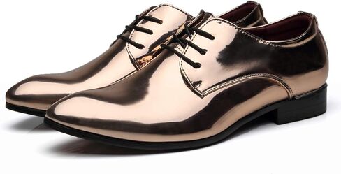 Santimon Men's Oxford Shoes Dress Pointed Toe Shiny Patent Leather Lace Up Casual Prom Party Shoes in Saudi Arabia