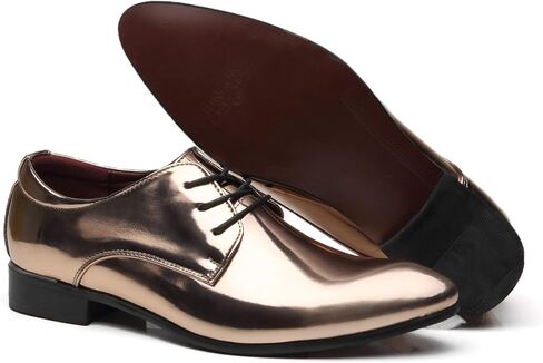 Santimon Men's Oxford Shoes Dress Pointed Toe Shiny Patent Leather Lace Up Casual Prom Party Shoes in Saudi Arabia