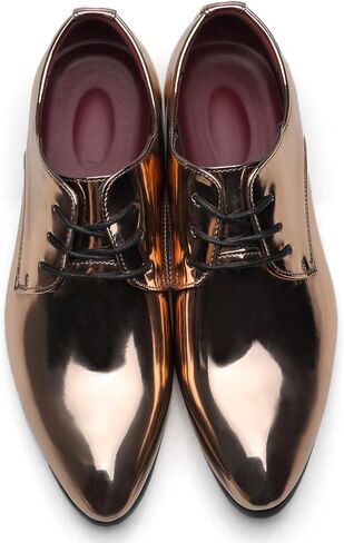 Santimon Men's Oxford Shoes Dress Pointed Toe Shiny Patent Leather Lace Up Casual Prom Party Shoes in Saudi Arabia