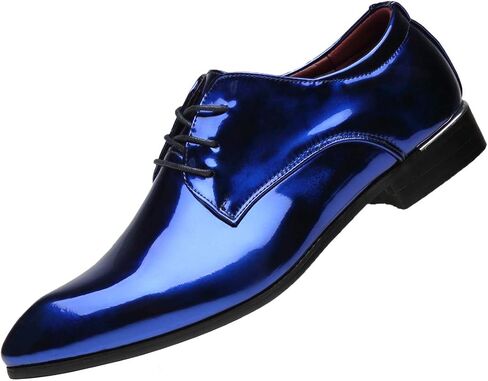 Santimon Men's Oxford Shoes Dress Pointed Toe Shiny Patent Leather Lace Up Casual Prom Party Shoes in Saudi Arabia