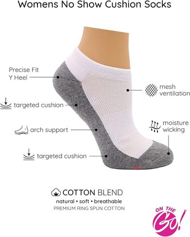 On The Go Women's Cushion Fashion Low-Cut Socks (6 Pair) in Saudi Arabia