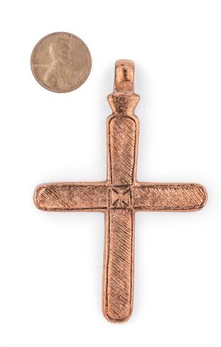 TheBeadchest Addis Ethiopian Copper Cross Pendant (80x50mm) in Kuwait