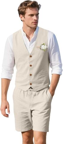 بدلة الكتان الرجعية الرجعية بدلة 2 قطعة لدعاوى قصيرة للرجال in Kuwait