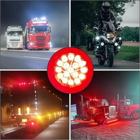 2PCS 17 LED Dual Function Watermelon Lights - Red Turn Signal & White Marker, Clear Lens with Stainless Steel Bezel, Ideal for Freightliner, Ken-worth, Peter-bilt, and Heavy Trucks in Kuwait