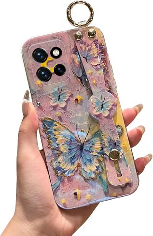 حافظة لهاتف Motorola Moto G 5g 2024، حافظة G Play 5g 2024 مقاس 6.6 بوصات [ليس 4 جرام] مع حامل حزام معصم لامع لطيف بنمط الرسوم المتحركة Kawaii حافظة هاتف واقية مضادة للصدمات للفتيات والنساء - عباد الشمس in Kuwait