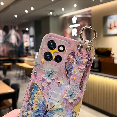 حافظة لهاتف Motorola Moto G 5g 2024، حافظة G Play 5g 2024 مقاس 6.6 بوصات [ليس 4 جرام] مع حامل حزام معصم لامع لطيف بنمط الرسوم المتحركة Kawaii حافظة هاتف واقية مضادة للصدمات للفتيات والنساء - عباد الشمس in Kuwait