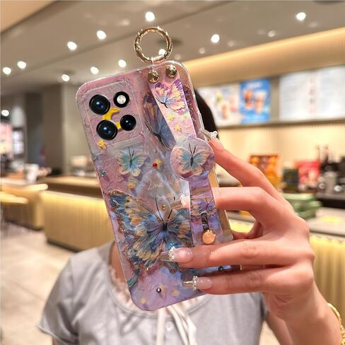 حافظة لهاتف Motorola Moto G 5g 2024، حافظة G Play 5g 2024 مقاس 6.6 بوصات [ليس 4 جرام] مع حامل حزام معصم لامع لطيف بنمط الرسوم المتحركة Kawaii حافظة هاتف واقية مضادة للصدمات للفتيات والنساء - عباد الشمس in Kuwait