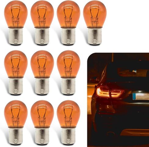 10 PCS 1157 لمبة ، 12 فولت 21/5W مصابيح الفرامل متعددة الاستخدامات/انعطاف مصابيح الإشارة/استبدال إضاءة ضوء الذيل ، توصيل وتشغيل المصباح المصغر ، لمعظم السيارات والشاحنات ، سيارات الدفع الرباعي (العنبر) in Saudi Arabia